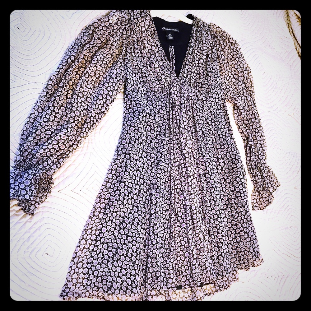 Silk dark floral boho purple sheer floaty fairy dress; Vintage Celia Birtwell!